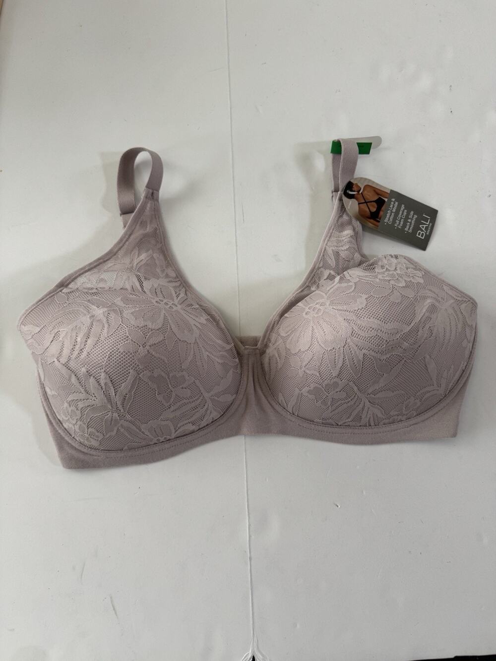 Bali DF7594 Breathe By Bali Large Foam Wirefree Bra Light Mauve Lace #7420